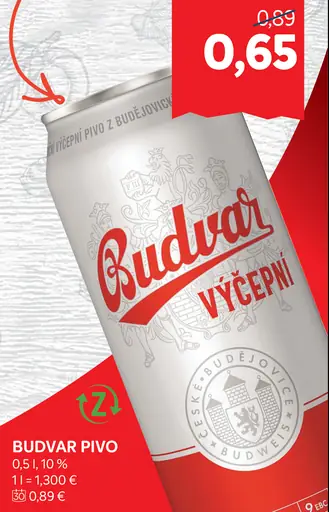 Budvar Tmavý ležiak pivo