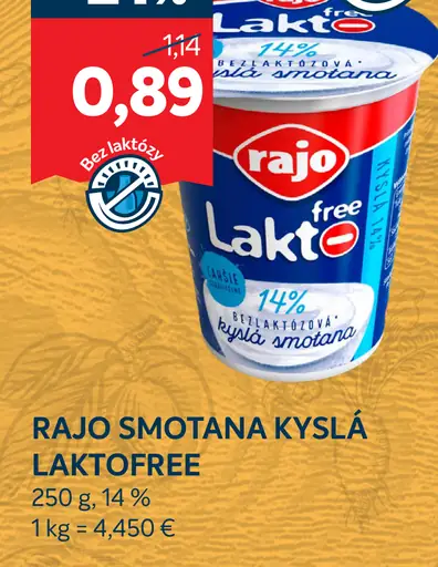 Rajo Smotana kyslá Laktofree