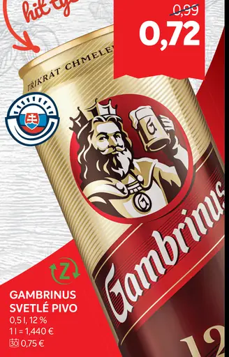 Gambrinus svetlé pivo plechovka