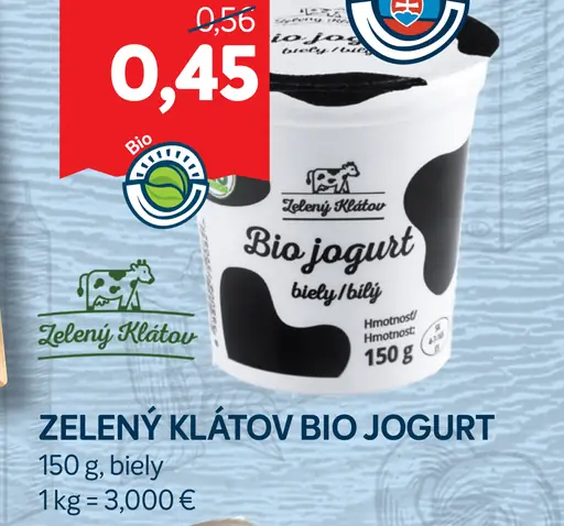 Zelený kĺatov bio jogurt