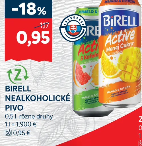 Birell Svetlý nealkoholické pivo plechovka