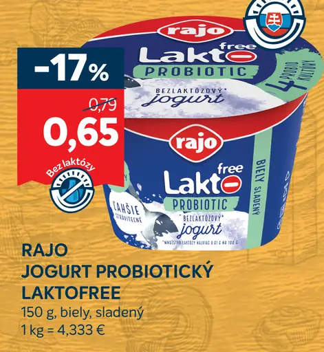 Rajo Jogurt probiotický laktofree
