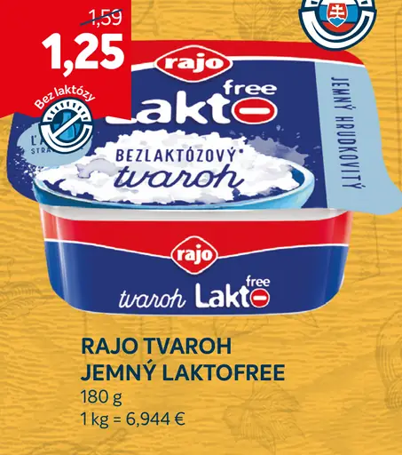 RAJO Tvaroh jemný Laktófree