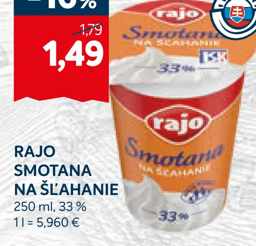 Rajo smotana na šľahanie