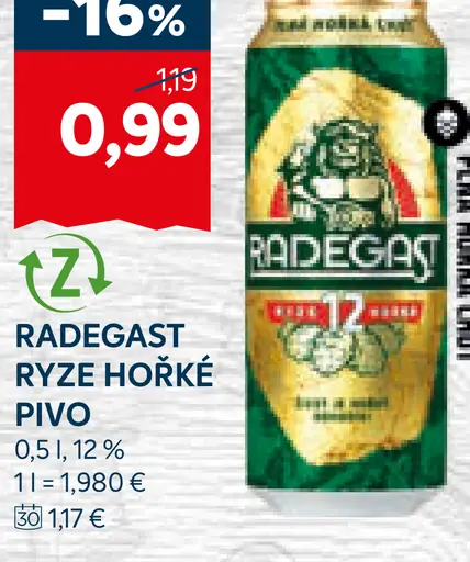 Radegast Ryze Horké Pivo plechovka