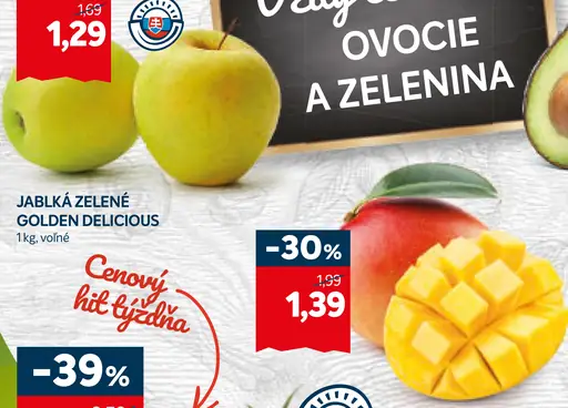 Jablká zelené Golden Delicious
