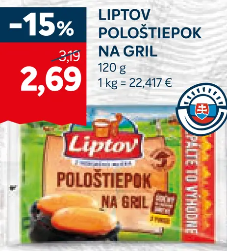 Liptov Pološtiepok na gril