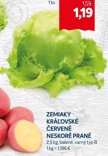 Zemiaky kráľovské červené neskoré prané