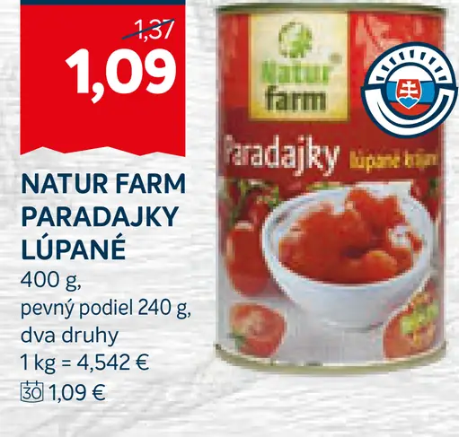 Natur Farm Paradajky lúpané krájané
