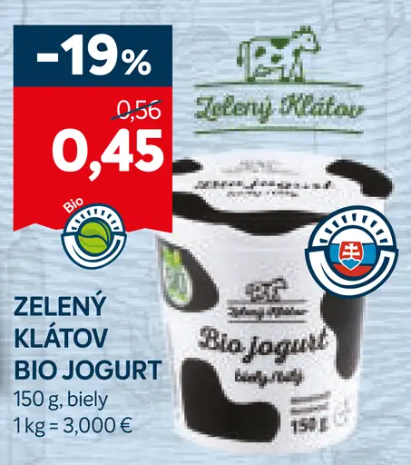 Zelený kĺatov bio jogurt
