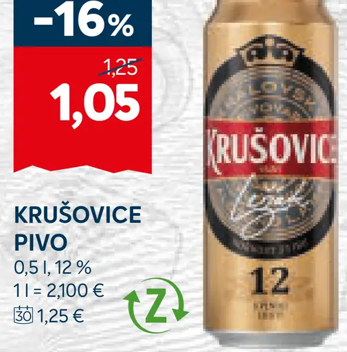 Krušovice Pivo plechovka