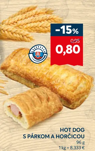 Hot dog s párkom a horčicou