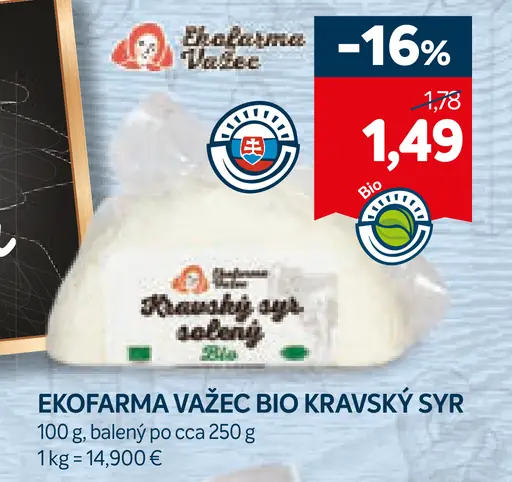 Ekofarma Važecké Bio kravský syr
