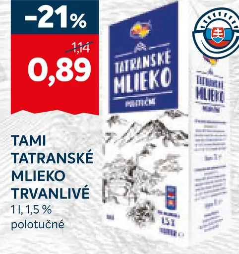 Tami Tatranské mlieko polotučné