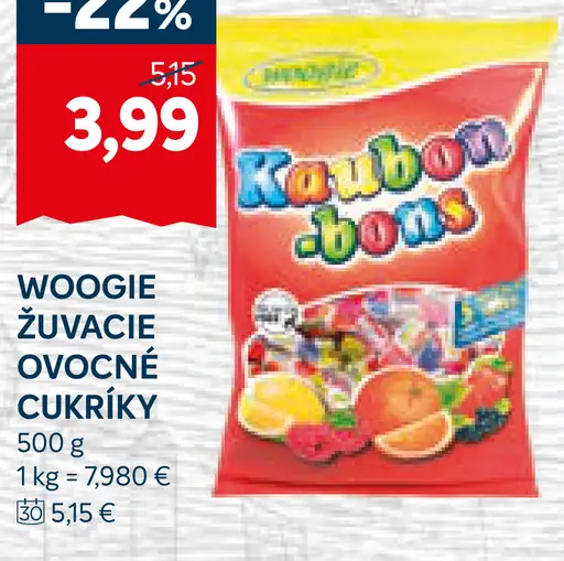 Woogie Žuvacie ovocné cukríky