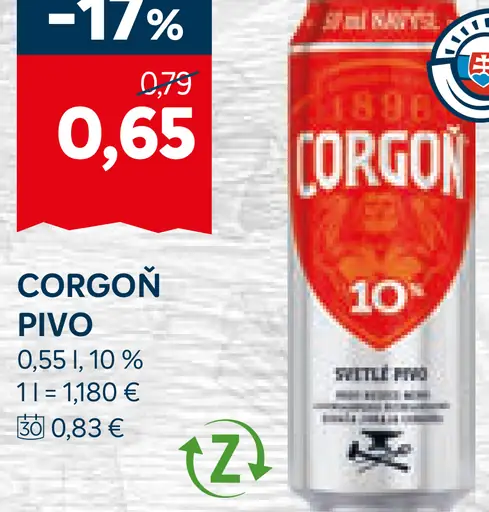 Corgoň pivo plechovka