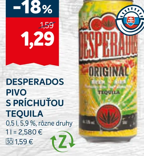 Desperados Pivo s príchuťou tequila plechovka