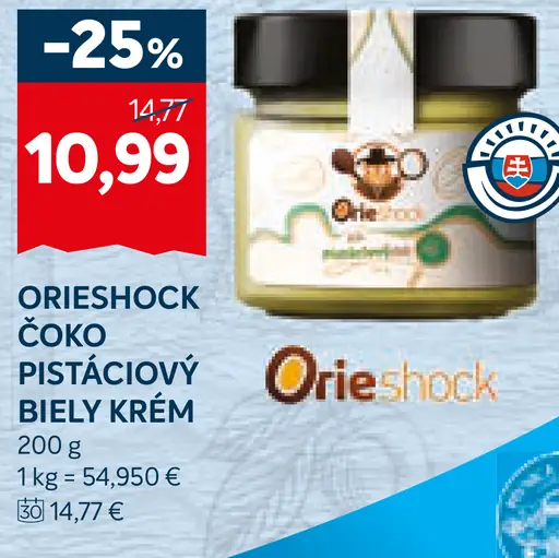 Orieshock Čoko pistáciový biely krém