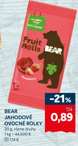 BEAR Jahodové ovocné rolky