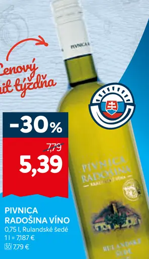 Pivnica Radošina Vino Rulandské šedé