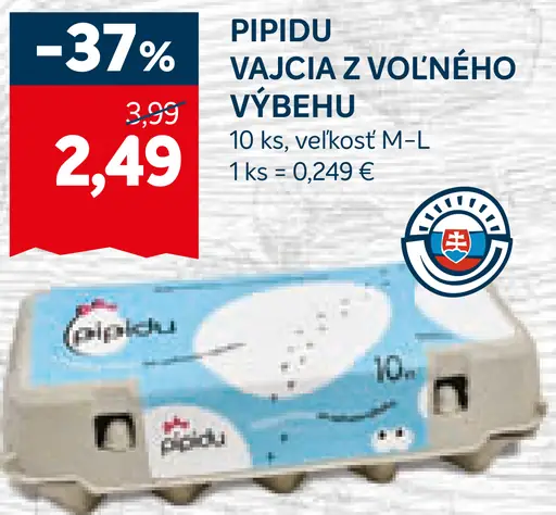 Pipidu Vajcia z Voľného Výbehu