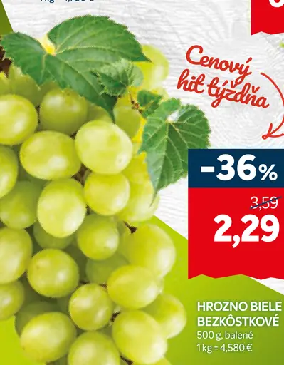 Hrozno biele bezjadierkové