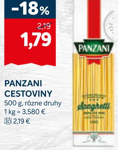 Panzani cestoviny bezvaječné