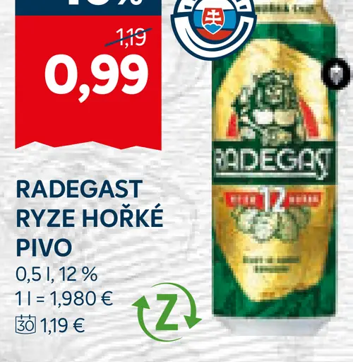 Radegast Ryze Horké Pivo plechovka