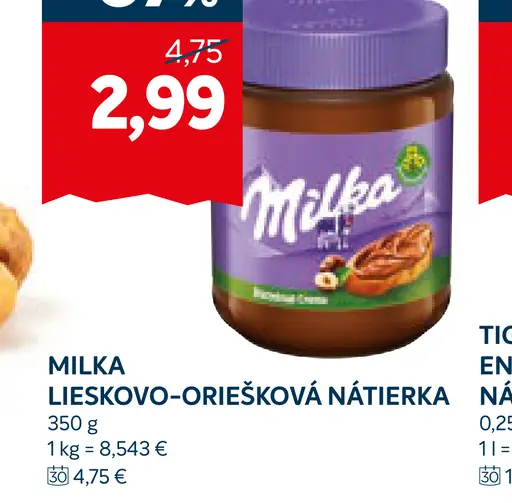 Milka Lieskovooriešková nátierka