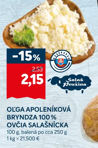 OLGA APOLENÍKOVÁ Bryndza 100 ovčia salašnícka
