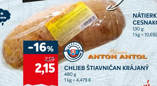 Anton Antol chlieb Štivanician krájaný
