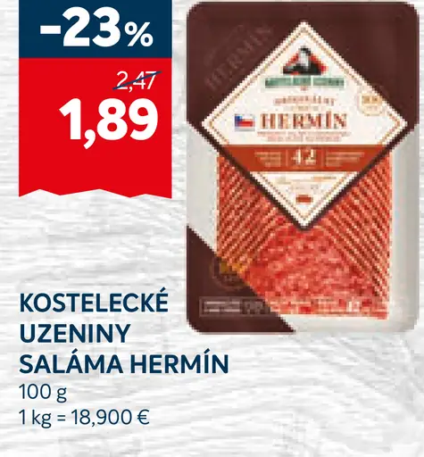 Kostelecké Uzeniny Saláma Hermin