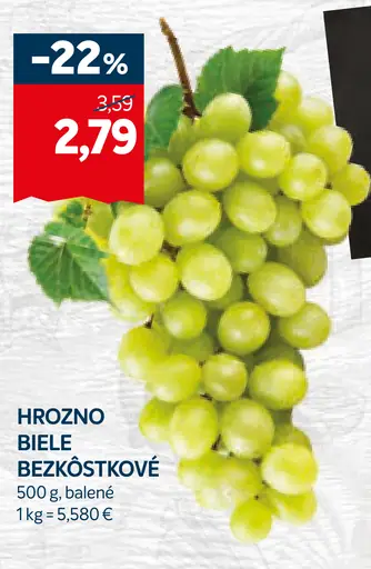 Hrozno biele bezjadierkové