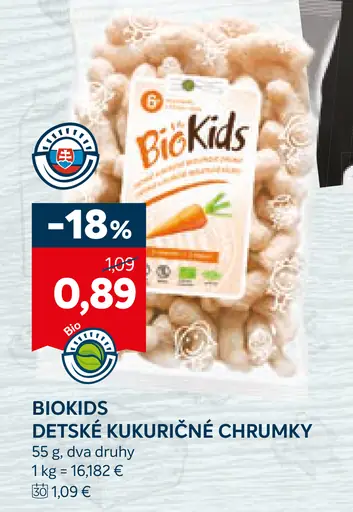 BioKids detské kukuričné chrumky