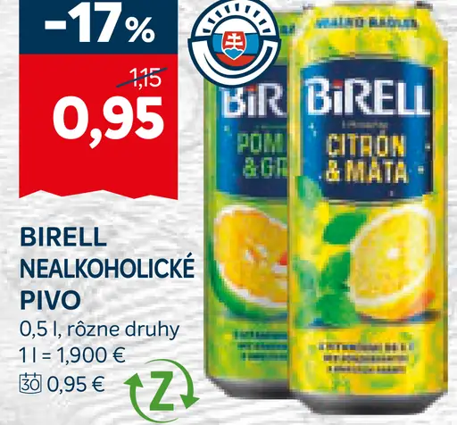 Birell Svetlý nealkoholické pivo plechovka