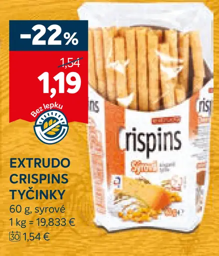 Extrudo Crispins Tyčinky Syrové