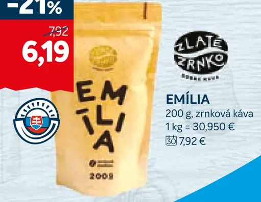 Emília zrnková káva