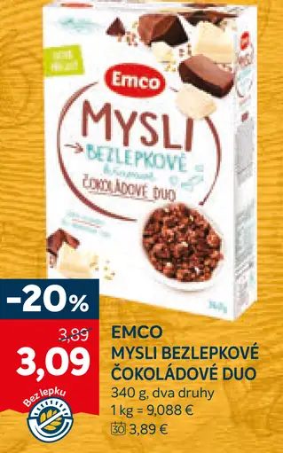 Emco Mysli bezlepkové čokoládové duo