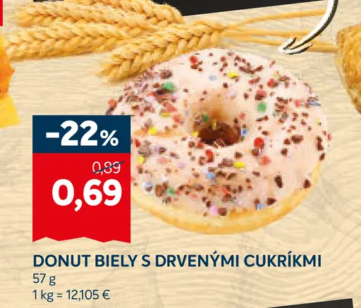 Donut biely s drvenými cukríkmi