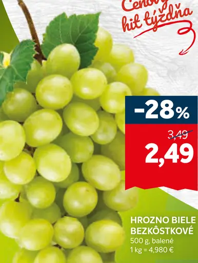 Hrozno biele bezjadierkové