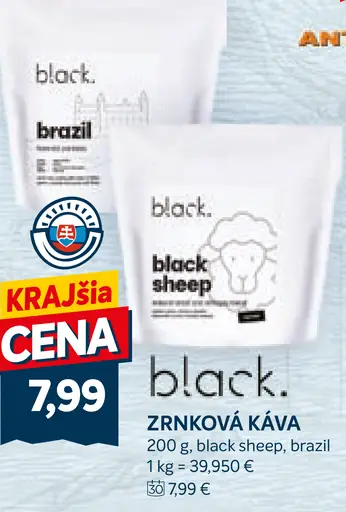 Black. zrnová káva black sheep Brazil