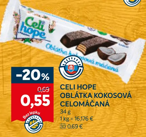 Celi Hope oblátka kokosová celomáčaná