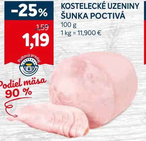 Kostelecké údeniny šunka Poctivá