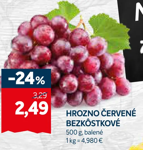 Hrozno červené bezkôstkové