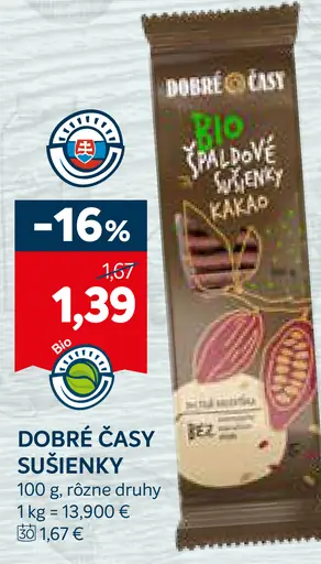 DOBRÉ ČASY Špaldové Sušienky Kakao