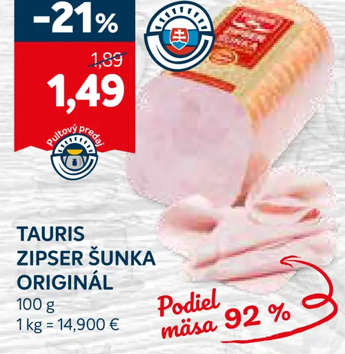 Tauris Zipser šunka originál