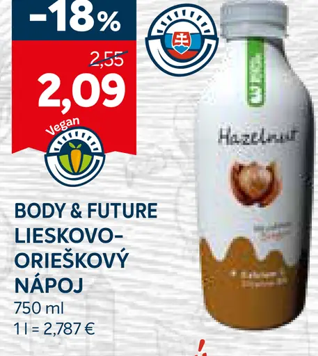 Body & Future Lieskovo-orieškový nápoj
