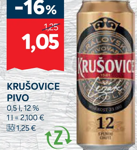 Krušovice Pivo plechovka