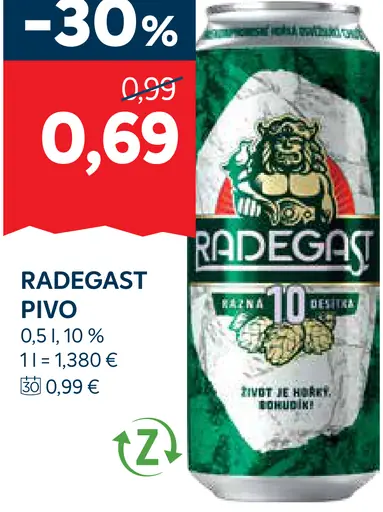 Radegast Pivo plechovka