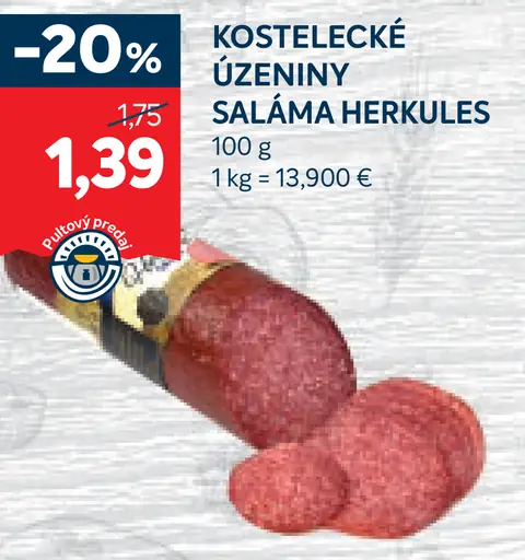 Kostelecké údeniny saláma Herkules